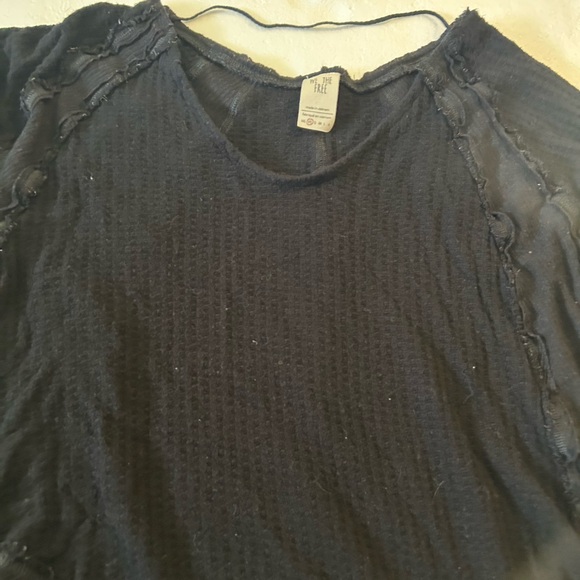 We the free black long sleeve waffle shirt free people - Picture 9 of 10